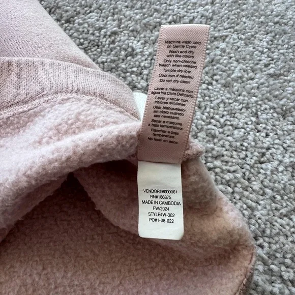 Nuuds Striped Crewneck Sweatshirt Womens XL Pink Fleece Varsity Logo Pullover - Picture 10 of 16